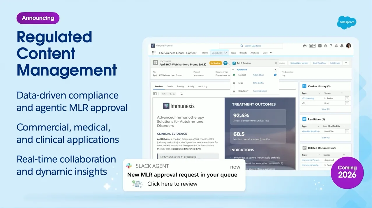 Regulated Content Management and MLRs coming to Agenforce Life Sciences